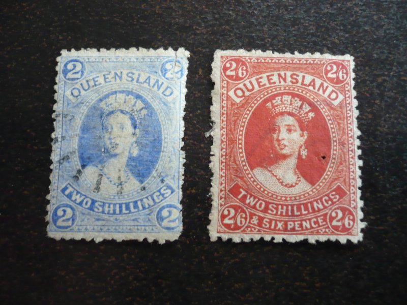 Stamps - Queensland - Scott# 74-75 - Used Part Set of 2 Stamps