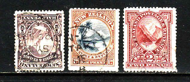 New Zealand-Sc#70-72-1/2p,1p,2p-used-1898-