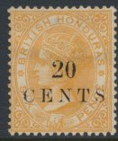 British Honduras SG 29 SC # 24 Used  20c OPT Crown CA see scans and details