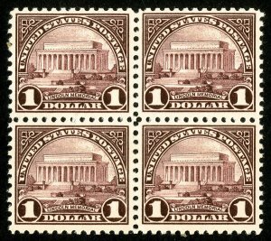 US Stamps # 571 MNH VF/XF Block Of 4. Natural Gum/Skips Scott Value $340.00 