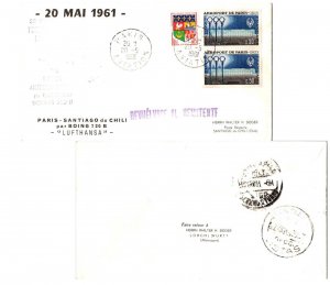 France 5c Arms of Oran and 50c Orly Airport (2) 1961 Lufthansa Boeing 720B Fi...