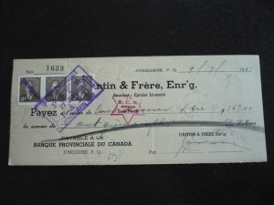 Canada - Revenue - KGVI Issue Stamps on cheque dated 1951