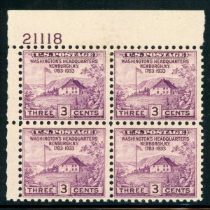USA 1933 Newburghl 3¢ Plate Number Block Scott #727 MNH B797