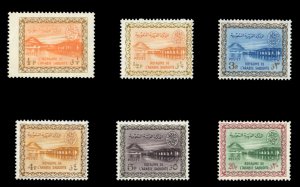 Saudi Arabia #258-263 Cat$94, 1963-65 Dam, set of six, never hinged