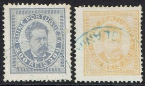 PORTUGUESE GUINEA 1886 KING 200R AND 300R PERF 12½ USED