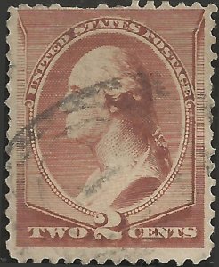 # 210 Red Brown Used Broken Relief Under 2 George Washington