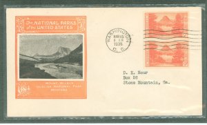 US 764 1935 9c Glacier National Park (part of the National Park Series) reissue imperf pair on an addressed first day cover with