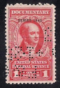 R348 1 Dollar L. Woodbury, 1942  Documentary stamp used XF