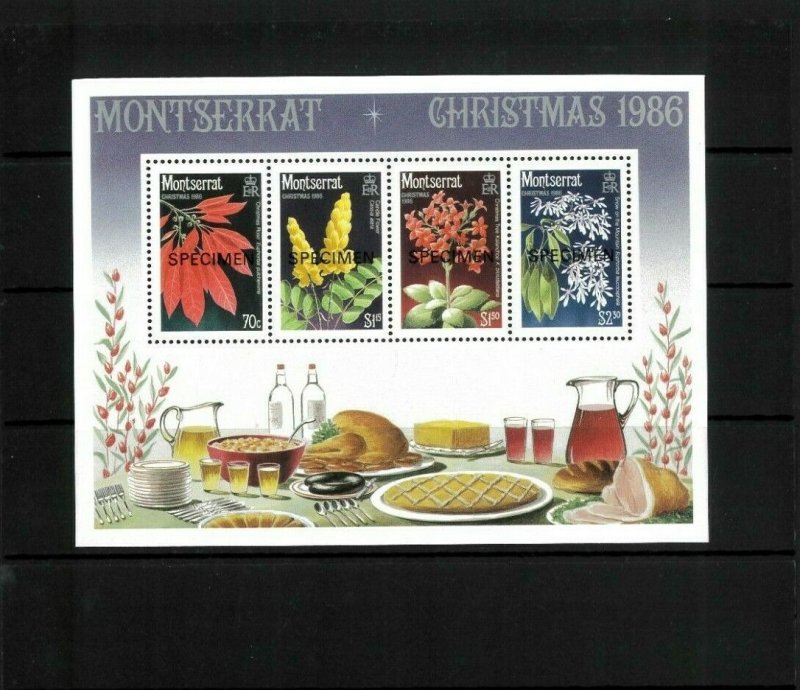 Wholesale Lot Christmas (1986) Flowers Mont.$635a SS Specimen Ovpts. Cat.99.00