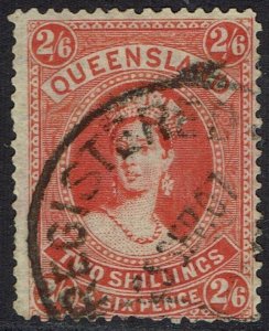 QUEENSLAND 1903 QV LARGE CHALON 2/6 WMK CROWN/Q USED