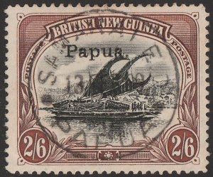 PAPUA 1907 Small Papua overprint Lakatoi 2/6 black & brown, wmk horizontal.