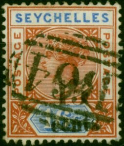 Seychelles 1893 15c on 16c Chestnut & Ultramarine SG18 Fine Used