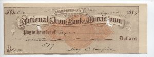 1874 RN-C1 check National Iron Bank Morristown NJ underprinted [6455.16]