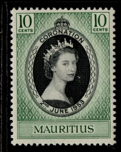 MAURITIUS QEII SG291, 10c 1953 CORONATION, M MINT.