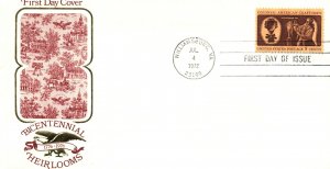 SCOTT 1458 SKILLED HANDS FDC ON BICENTENNIAL HEIRLOOMS SPECIAL CACHET COVER 1972