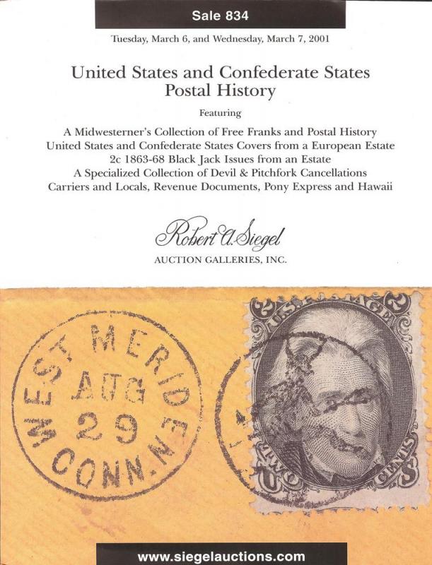 Siegel: Sale # 834  -  United States and Confederate Stat...