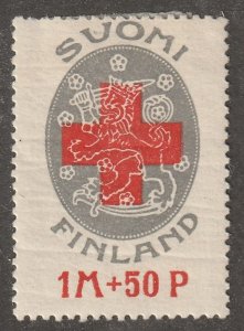 Finland, stamp,  Scott#B1,  mint, hinged,  semi postal, red cross