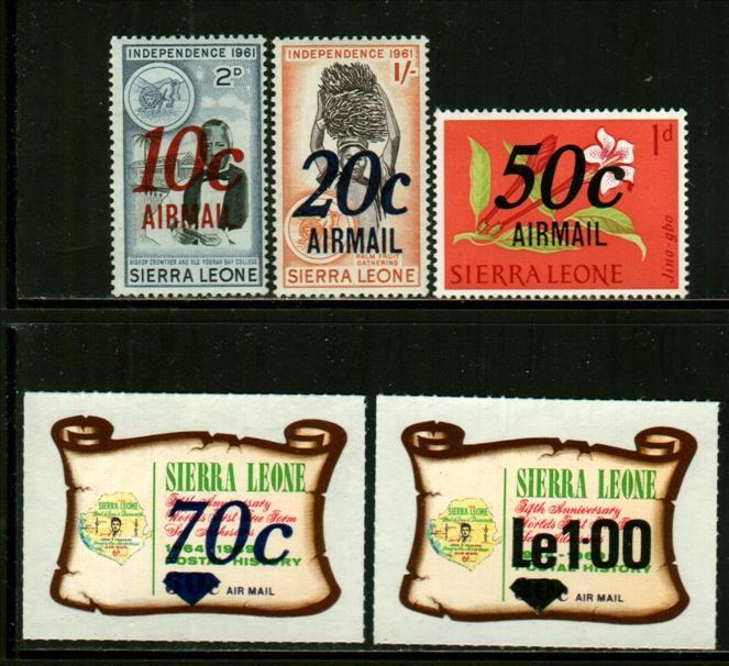 Sierra Leone 1971 Airmail Surch Set of 5 MNH C132-6 SCV9.55