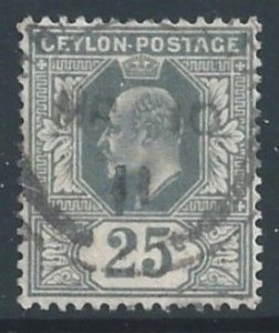 Ceylon #187 Used 25c King Edward VII - Slate