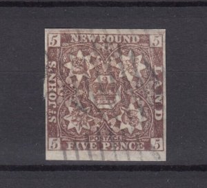 Newfoundland QV 1857 5d Purple Brown Imperf SG5 Fine Used BP9466