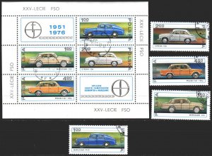 Poland. 1976. 2467-70, bl66. Car. USED.