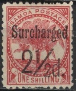 Samoa 26 (mhr) 2½p on 1sh palms, rose w/black ovpt (1898-1900)
