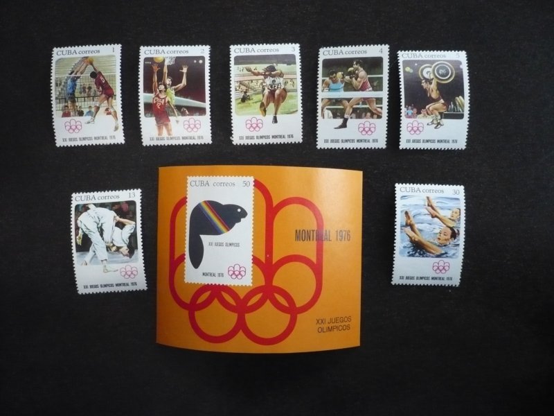 Stamps - Cuba - Scott# 2060-2067 - Mint Hinged Set of 7 Stamps + Souvenir Sheet