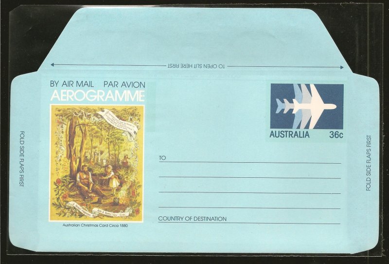 Australia Christmas Card circa 1880 36 Cent Aerogramme MNH