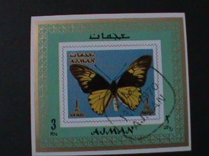 AJMAN-1970-COLORFUL BEAUTIFUL LOVELY BUTTERFLY-CTO-IMPERF-S/S VF-FANCY CANCEL