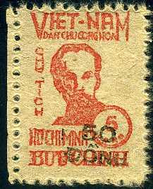 North Vietnam 1956 SC#50 Ho Chi Minh 50d 1L63 Surcharged MNH