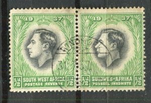 SOUTH WEST AFRICA; 1937 early GVI Coronation issue 1/2d. fine POSTMARK PAIR