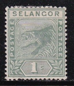 Album Treasures Malaya Selangor Scott # 24   1c  Running Tiger  Mint Hinged