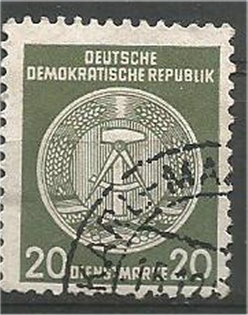 GERMAN DDR, 1954, CTO 20pf, OFFICIAL STAMPS  Scott O8