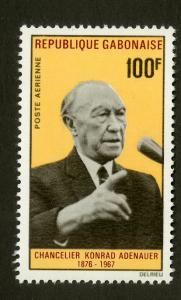 GABON C63 MNH SCV $2.50 BIN $1.25 CHANCELIER KONRAD ADENAUER