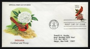 #1966 20c Indiana, Unknown [Monarch Size] FDC **ANY 5=FREE SHIPPING**