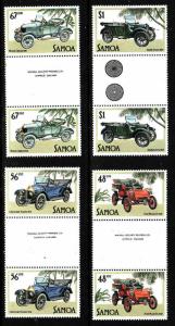 Samoa-Sc#641-4-Unused NH set-gutter pairs-Cars-Vintage Automobiles-1984-