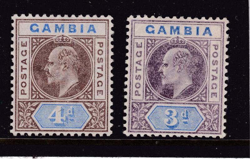 Gambia a 3d & 4d Edward MH single crown watermark