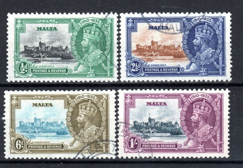 Malta 1935 Argent Jubilé Sg 210-13 Fu Cds 