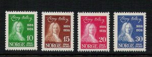 Norway 1934 Ludvig Holberg #158-161 Facit 194-197 VF Mint OG NH