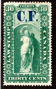 van Dam OL4, 30c MHHOG, C.F. o/p,  Ontario Law Revenue Stamp, Canada