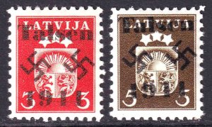LATVIA 219-220 WW2 TALSEN OVERPRINTS OG NH U/M F/VF BEAUTIFUL GUM