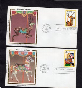 2390-2393 Carousel Animals, FDC set/4 Colorano Silk