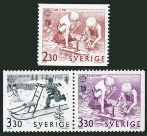 Sweden 1736-1738,MNH.Michel 1549-1551. EUROPE CEPT-1989.Children's Games.