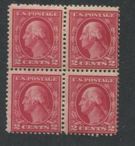 1912 US Stamp #406 2c Mint Never Hinged Average Original Gum Block of 4