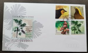 Indonesia Flora Fauna Papua 2006 Palm Tree Fruit Bird Pheasant Wildlife (FDC)