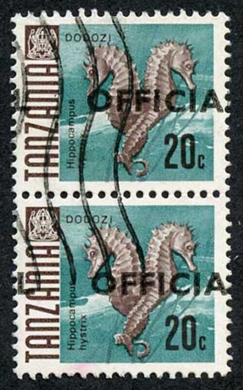 Tanzania SGO35 20c PAIR both with the Overprint Misplaced