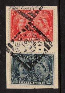 Canada #58 - #59 Very Fine Used On Piece With Ideal Feb 16 1898 Winnipeg Square