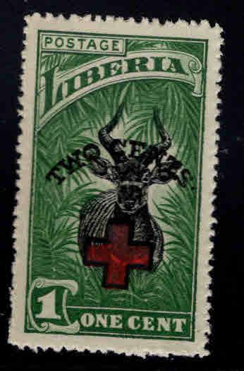 LIBERIA Scott B3 MH* semi-postal red cross stamp 1918