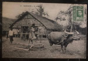 1920 Bangkok Thailand Rea Postcard RPPC  Cover To Newark NJ USA Via Hong Kong