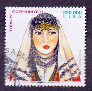 Turkey 1999 used traditional women`s hairdresses Amasya Merzifon 250000l. #